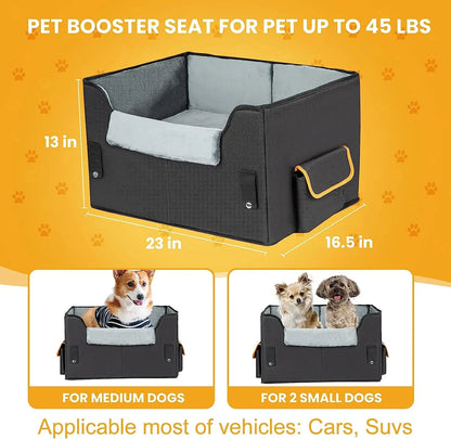 Elevated Dog Car Seat Booster Bed for Small Dogs & Cats – Travel Carrier Seat