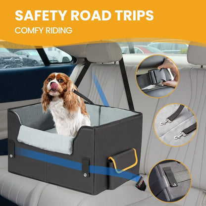 Elevated Dog Car Seat Booster Bed for Small Dogs & Cats – Travel Carrier Seat
