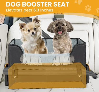 Elevated Dog Car Seat Booster Bed for Small Dogs & Cats – Travel Carrier Seat