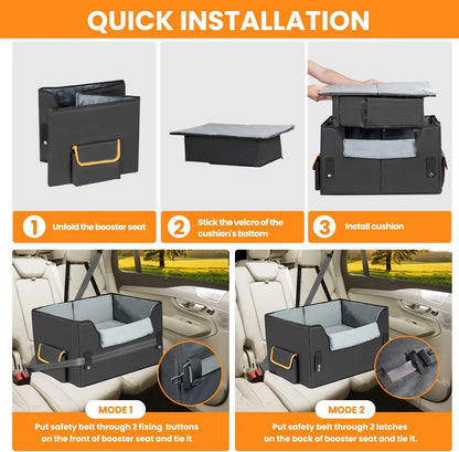 Elevated Dog Car Seat Booster Bed for Small Dogs & Cats – Travel Carrier Seat