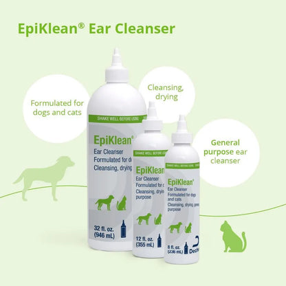 Epiklean Ear Cleanser for Dogs & Cats, Gentle Debris Removal 8oz