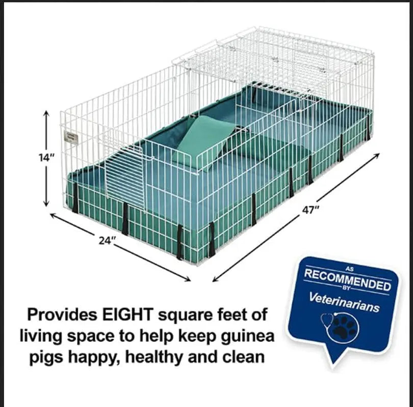 Expandable Guinea Pig Habitat Cage with Divider & Hinged Top – Washable PVC Bottom, Indoor Small Animal Cage