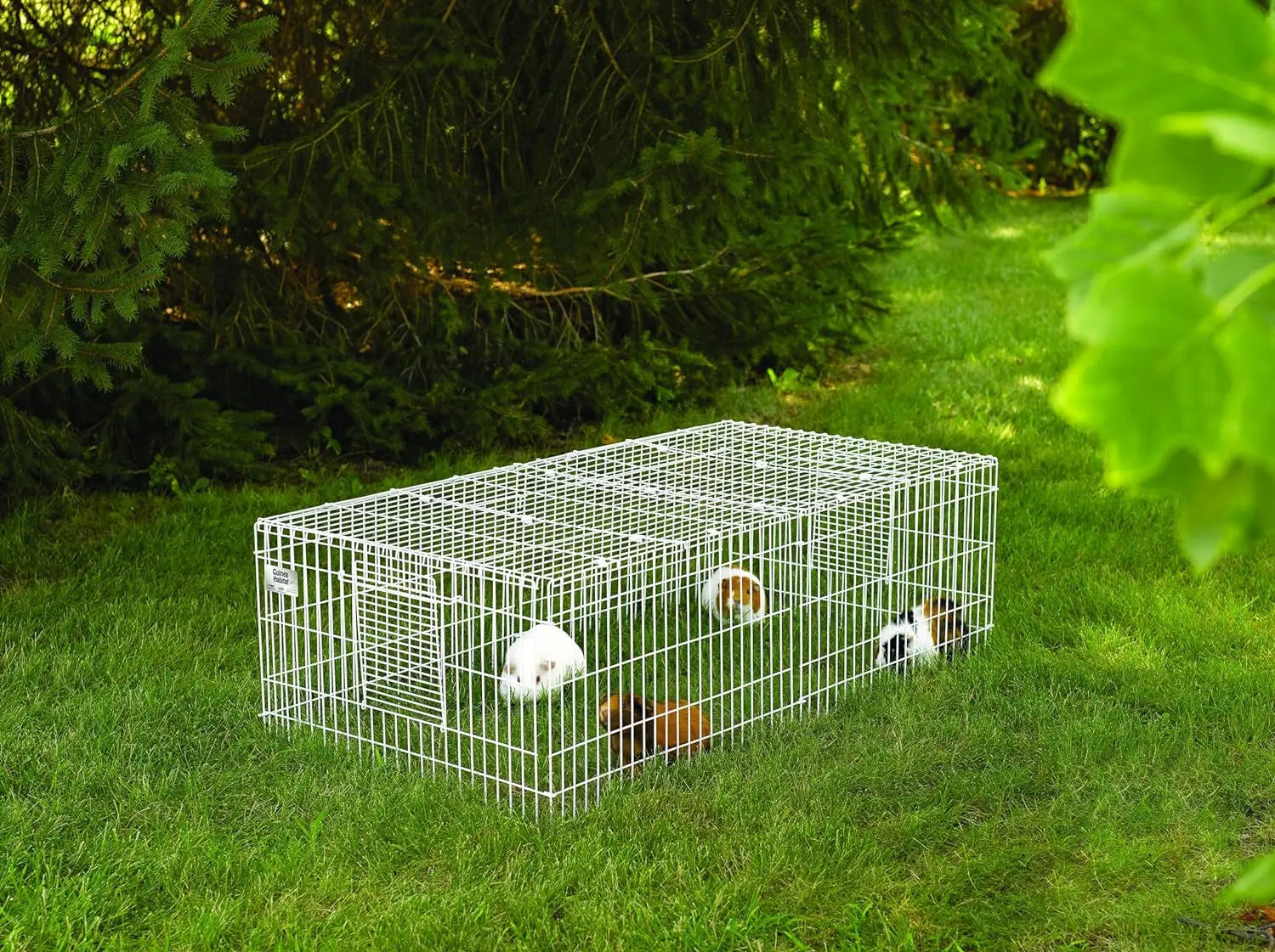 Expandable Guinea Pig Habitat Cage with Divider & Hinged Top – Washable PVC Bottom, Indoor Small Animal Cage