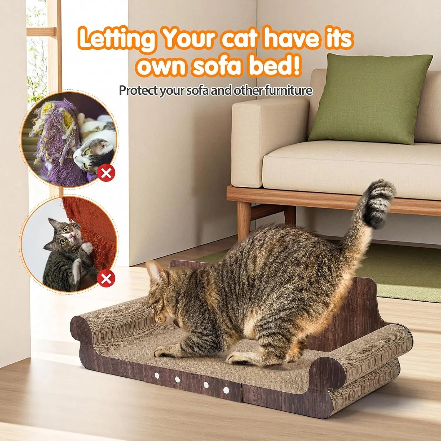 Extra Large Cat Scratcher Bed, 32” Cardboard Cat Couch & Lounger