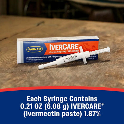 Farnam IverCare Ivermectin Paste 1.87% Horse Dewormer Apple Flavor