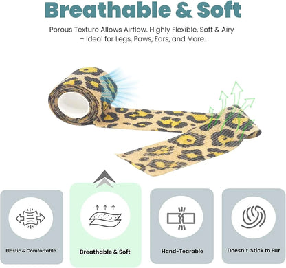 First Aid Self-Adhesive Pet Bandage Wrap 6-Pack – 2" x 5 Yards for Dogs & Cats