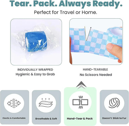 First Aid Self-Adhesive Pet Bandage Wrap 6-Pack – 2" x 5 Yards for Dogs & Cats