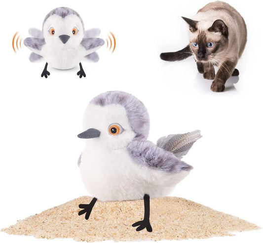 Flapping Bird Cat Toy Rechargeable Chirping Catnip 4in Male Sandpiper