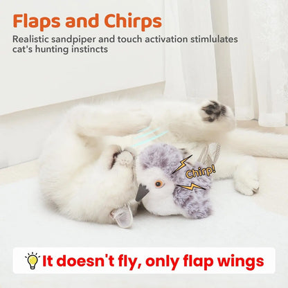 Flapping Bird Cat Toy Rechargeable Chirping Catnip 4in