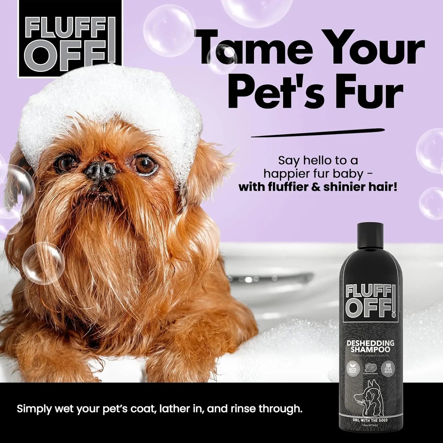 Fluff Off Dog & Cat Shampoo Set – Deshedding & Sensitive Skin 16 oz Each
