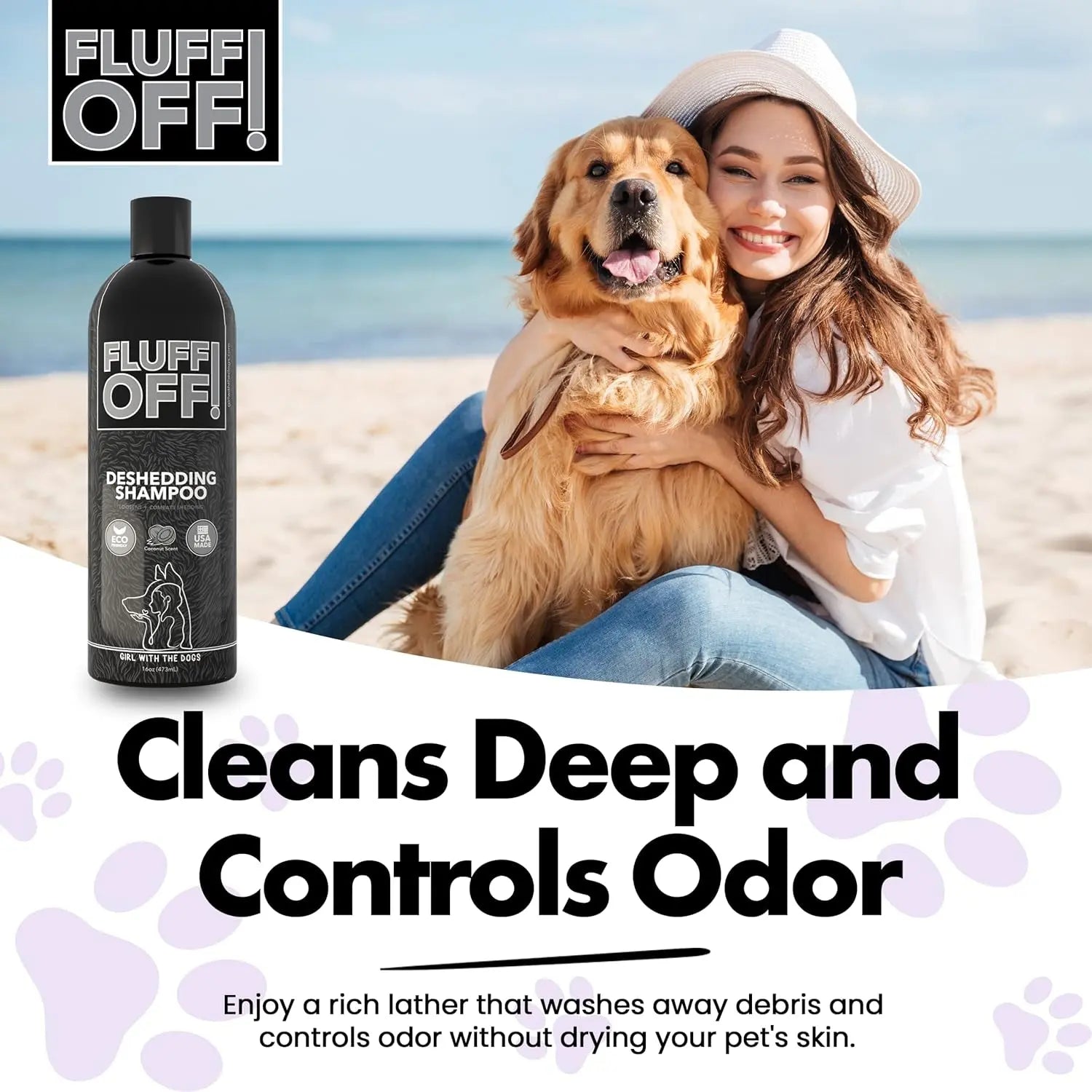 Fluff Off Dog & Cat Shampoo Set – Deshedding & Sensitive Skin 16 oz Each