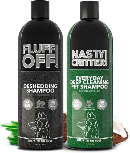Fluff Off & Nasty Critter Dog Shampoo Set – Deshedding & Deep Clean 16 oz Each Default Title