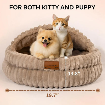 Fluffy Round Soft Cat Bed – Washable Plush Pet Bed for Cats & Small Dogs