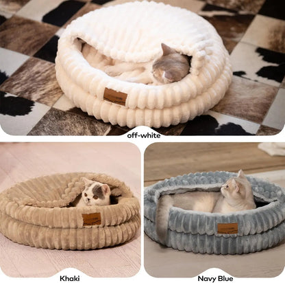 Fluffy Round Soft Cat Bed – Washable Plush Pet Bed for Cats & Small Dogs
