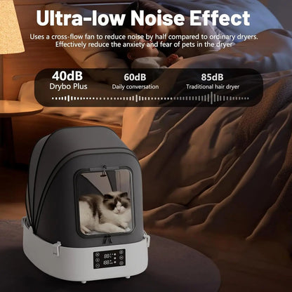 60L Automatic Foldable Pet Dryer Box 360° Airflow Grooming Blower for Dogs Cats