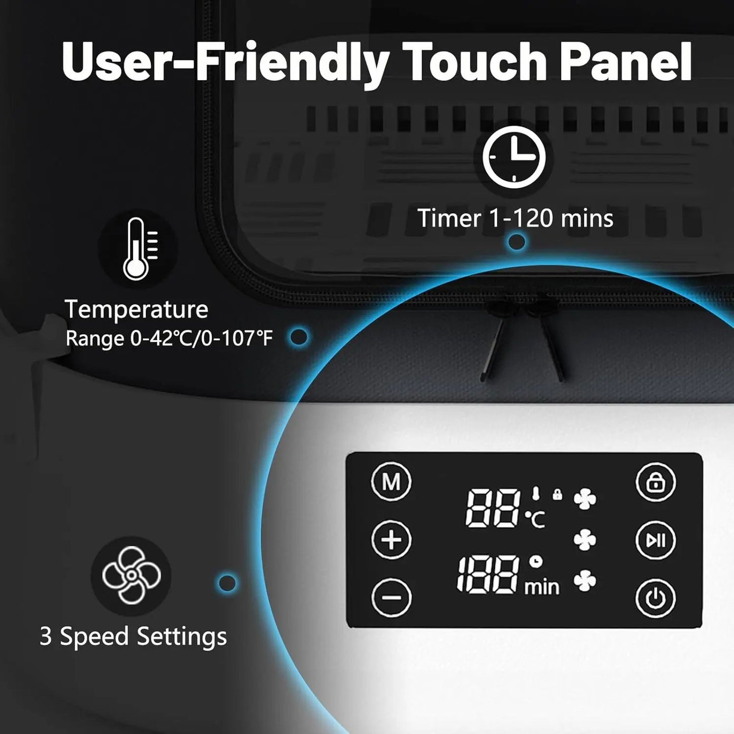 60L Automatic Foldable Pet Dryer Box 360° Airflow Grooming Blower for Dogs Cats