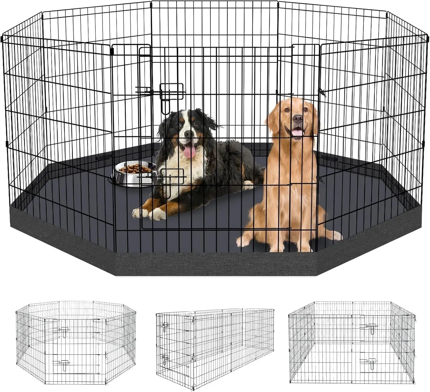 Foldable Dog Playpen – Indoor/Outdoor Metal Exercise Fence for Pets & Puppies Playpen + Bottom Pad 8 Panels 30"H