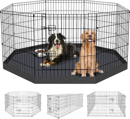 Foldable Dog Playpen – Indoor/Outdoor Metal Exercise Fence for Pets & Puppies Playpen + Bottom Pad 8 Panels 30"H