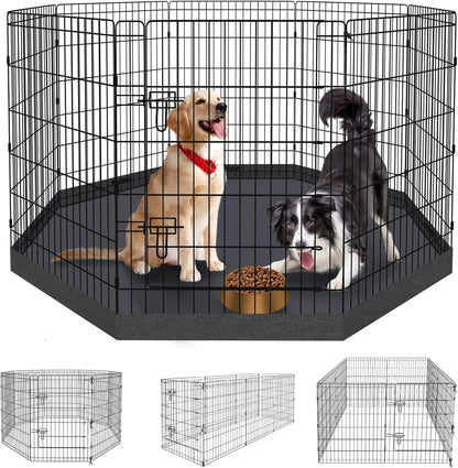 Foldable Dog Playpen – Indoor/Outdoor Metal Exercise Fence for Pets & Puppies Playpen + Bottom Pad 8 Panels 36"H