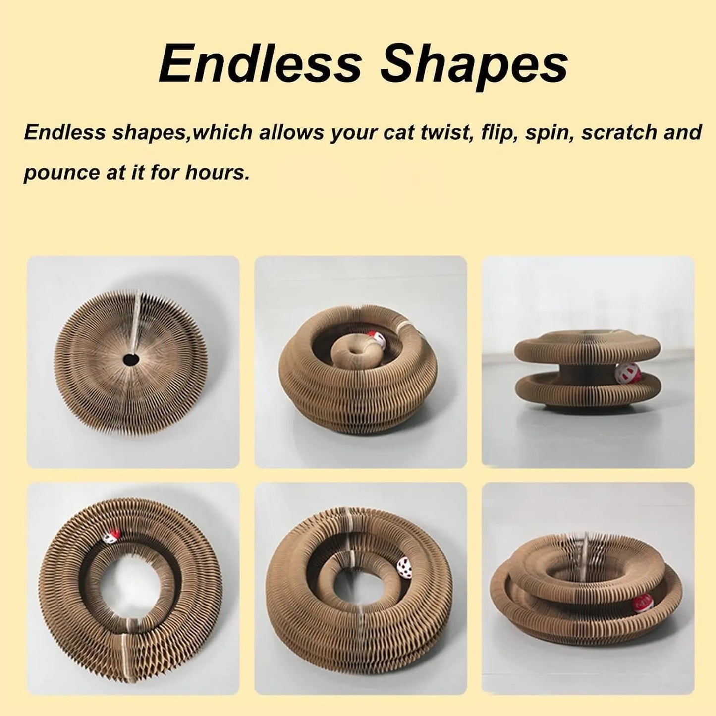 Magic Organ Cat Toy, Foldable Scratcher Board with Ball, Recyclable Accordion Cat Toy (2 Pack)