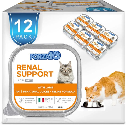 Forza10 Renal Wet Cat Food Lamb, Vet-Formulated Kidney Care, 3.5oz x12 3.5 Ounce (Pack Of 12)