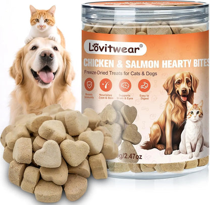 Freeze Dried Chicken Salmon Dog Cat Treats 98% Meat Grain Free