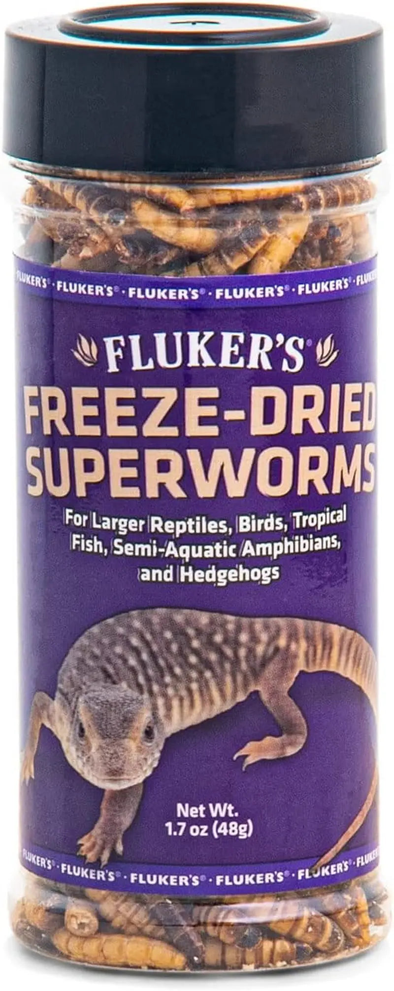 Freeze Dried Insects 1.2oz Crickets Shrimp Grasshoppers- Reptile & Bird Treat Superworms, 1.7Oz