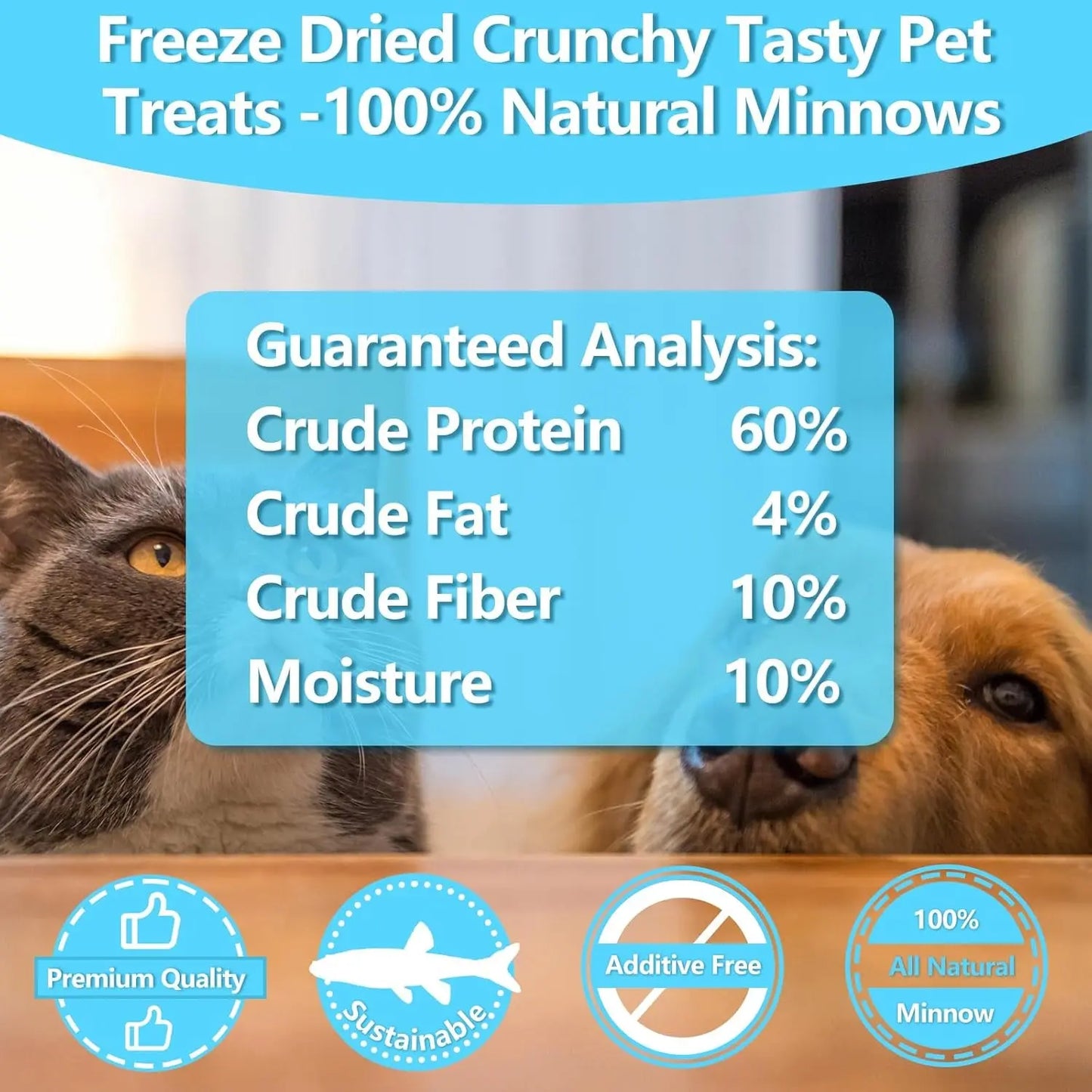 Freeze Dried Minnows Dog & Cat Treats 4oz 6.5oz 100% Natural