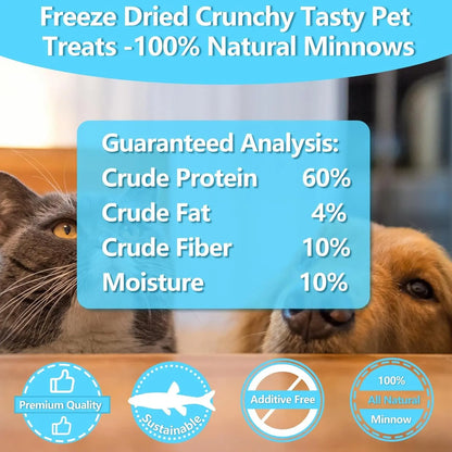 Freeze Dried Minnows Dog & Cat Treats 4oz 6.5oz 100% Natural