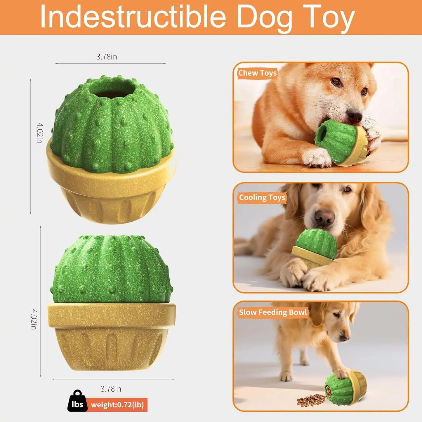 Frozen Treat Dog Enrichment Ball Puzzle Feeder for Aggressive Chewers