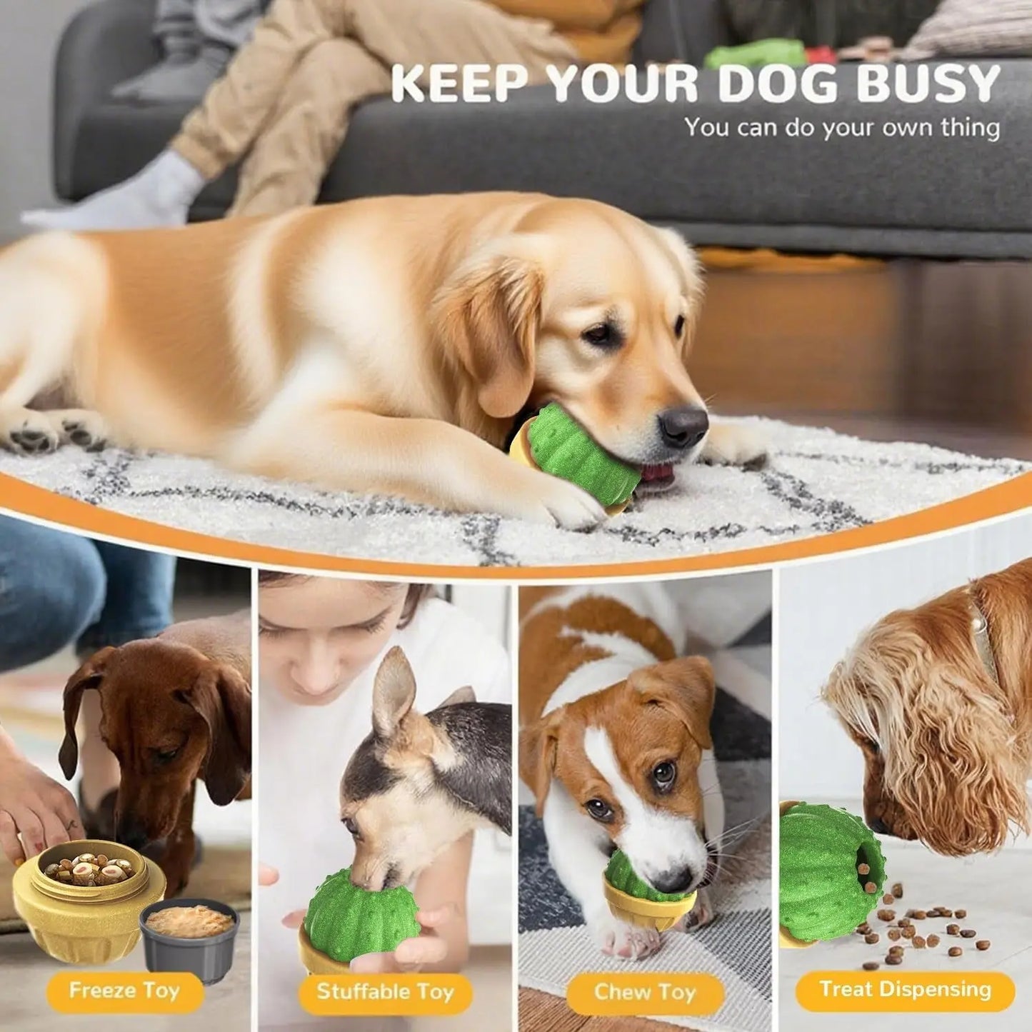Frozen Treat Dog Enrichment Ball Puzzle Feeder for Aggressive Chewers