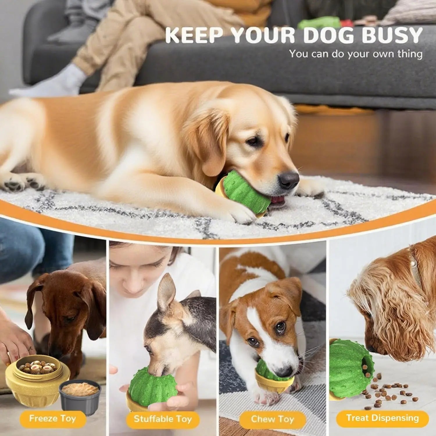 Frozen Treat Dog Enrichment Ball Puzzle Feeder for Aggressive Chewers
