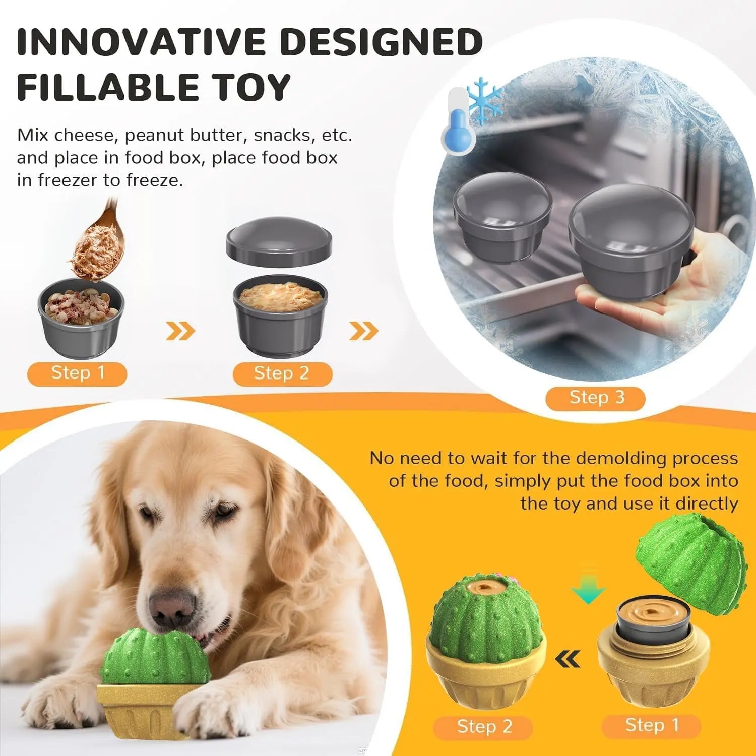 Frozen Treat Dog Enrichment Ball Puzzle Feeder for Aggressive Chewers