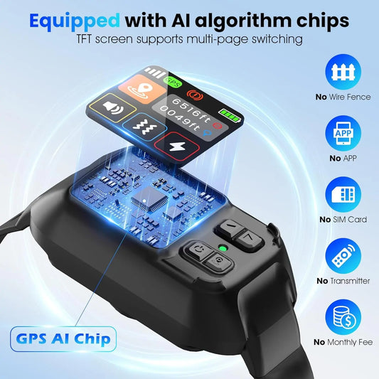 GPS Wireless Dog Fence Smart Adjustable Boundary Waterproof Collar Outdoor