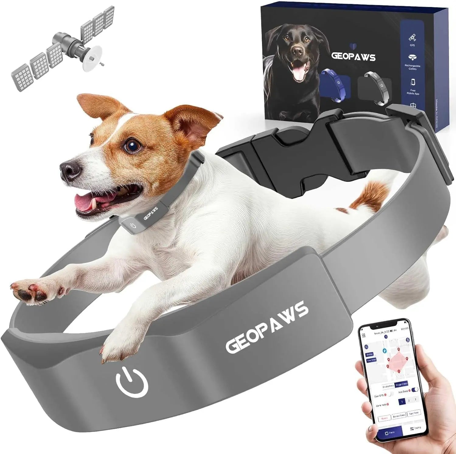 GPS Wireless Dog Fence Smart App Control Training Collar Adjustable Waterproof Grey