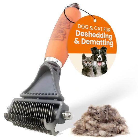 GoPets 2-in-1 Dematting & Deshedding Comb for Dogs & Cats 2-Sided Dematting Comb