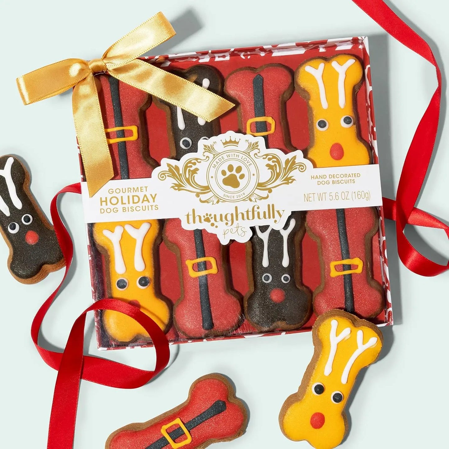 Gourmet Holiday Dog Cookies Gift Set | 8 Hand-Decorated Human-Grade Biscuits