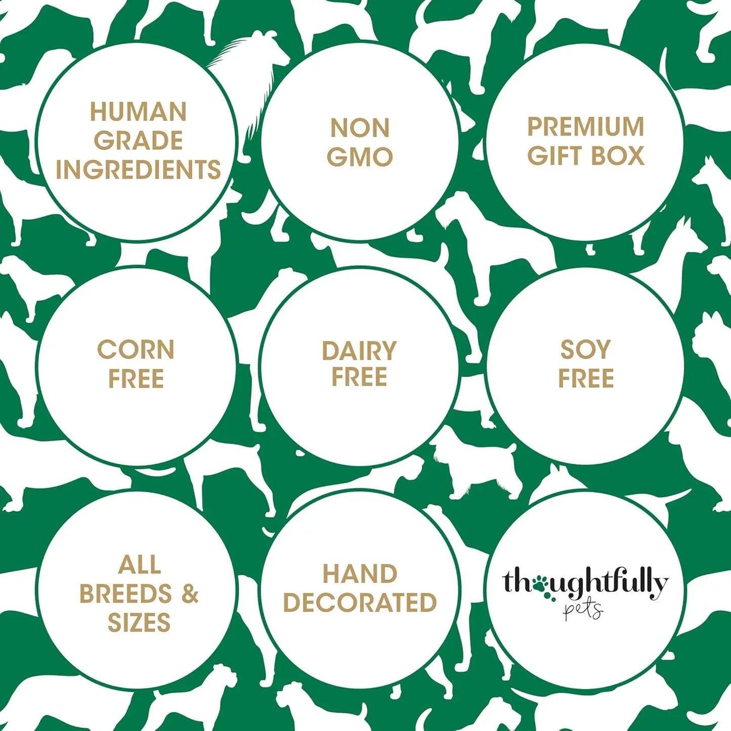 Gourmet Holiday Dog Cookies Gift Set | 8 Hand-Decorated Human-Grade Biscuits