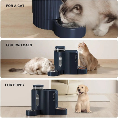 Gravity Pet Feeder & Water Dispenser Set with Stainless Steel Bowls