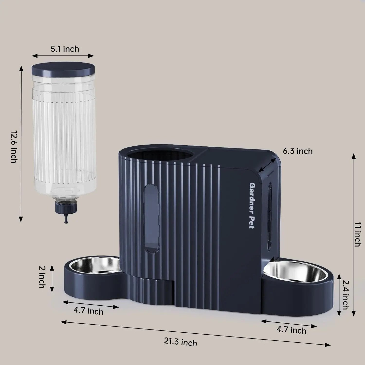 Gravity Pet Feeder & Water Dispenser Set with Stainless Steel Bowls