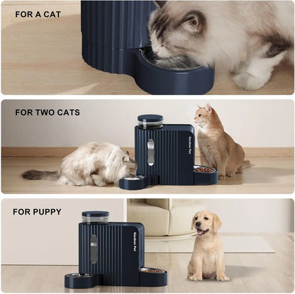 Gravity Pet Feeder & Water Dispenser Set with Stainless Steel Bowls