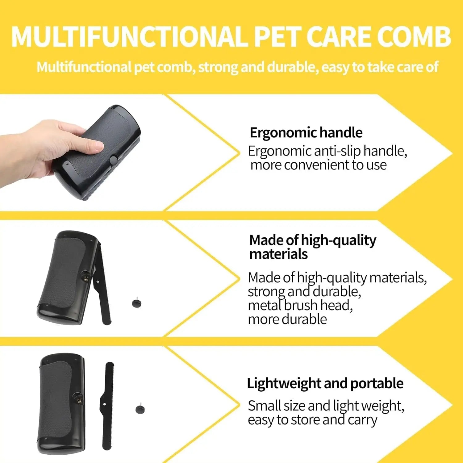 Groom Pro Deshedding Brush – Pet Hair Removal Tool for Dogs, Cats & Small Pets