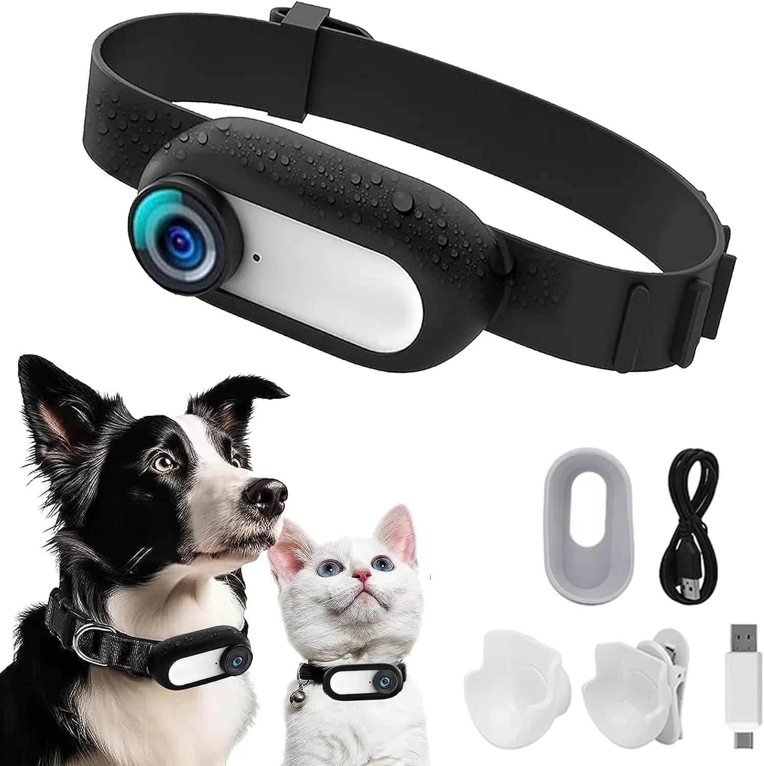 HD 1080P Pet Collar Camera, Mini Action Cam for Cats & Dogs, No WiFi +32G Sd Card