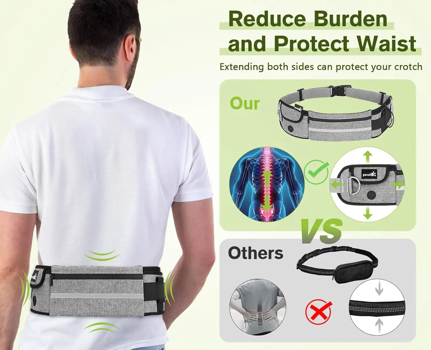Hands Free Dog Leash Dual Bungee Adjustable Waist Belt Running Walking