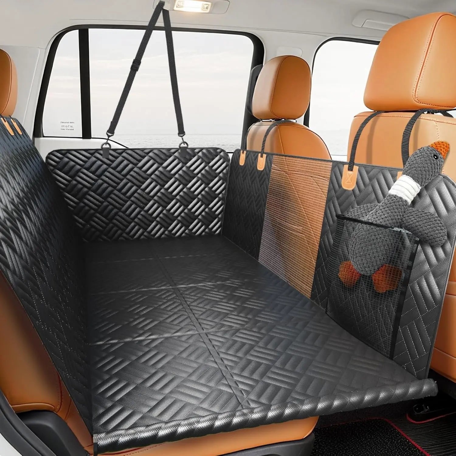 Hard Bottom Dog Car Seat Cover Hammock for Back Seat SUV Truck Full-Size Trucks