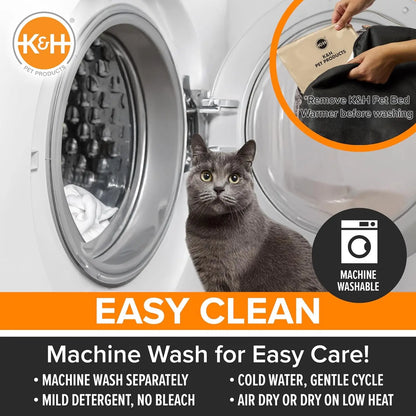 Heated Cat Bed with Removable Warmer, Soft Snuggle Cup, Washable, 14x18