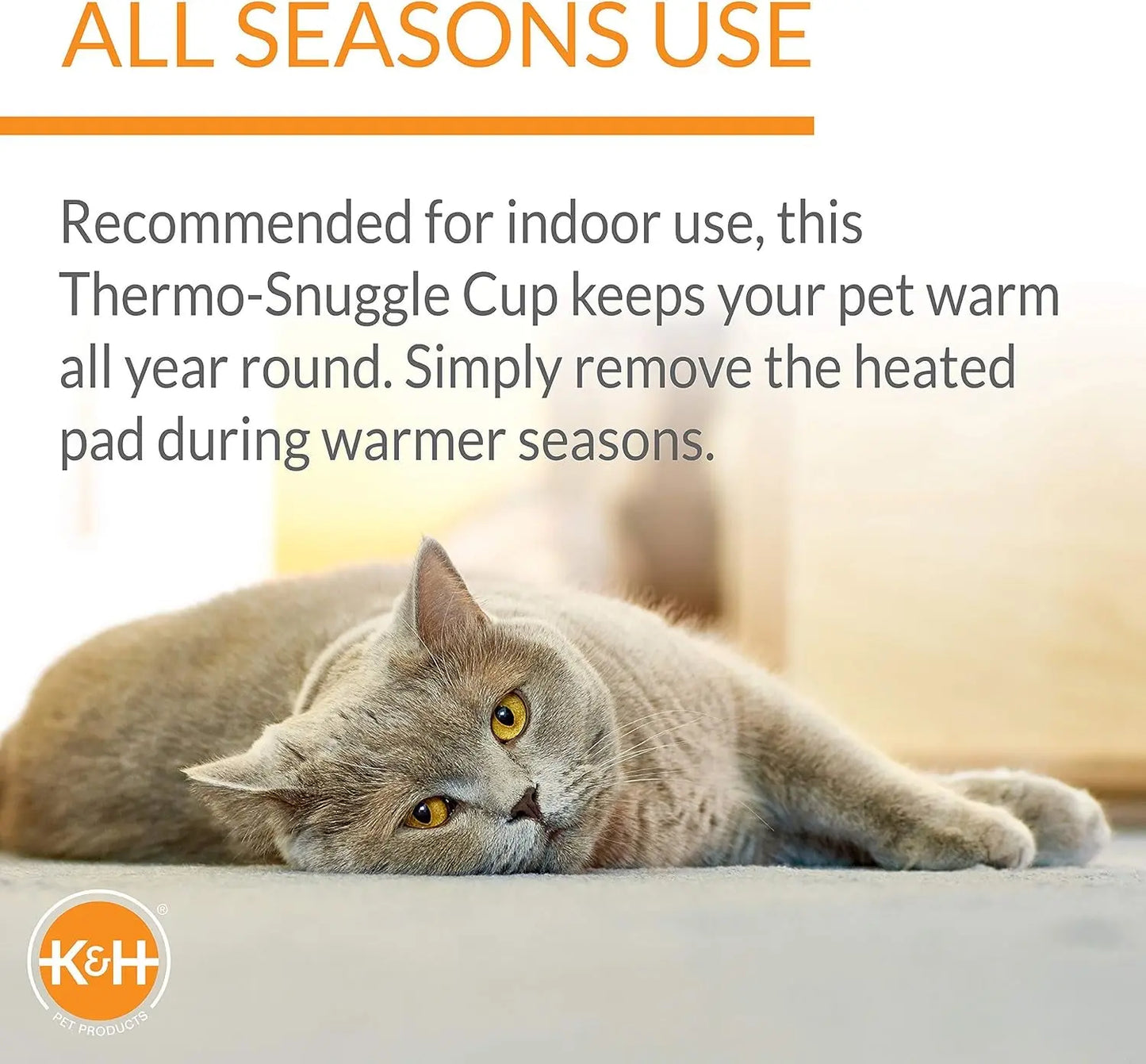 Heated Cat Bed with Removable Warmer, Soft Snuggle Cup, Washable, 14x18