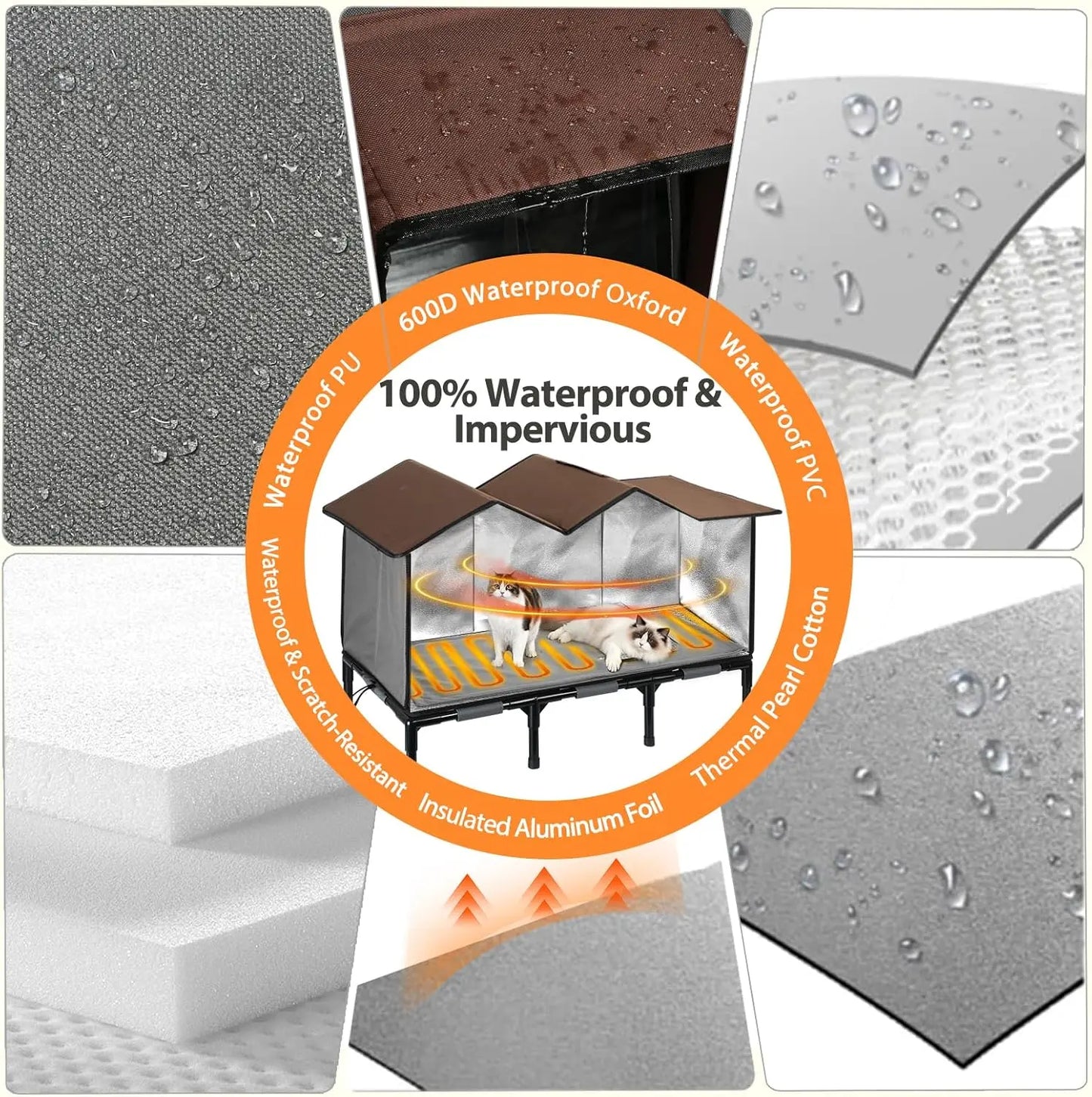 Heated Outdoor Cat House Waterproof Insulated Winter Shelter w/ Heating Pad 20"