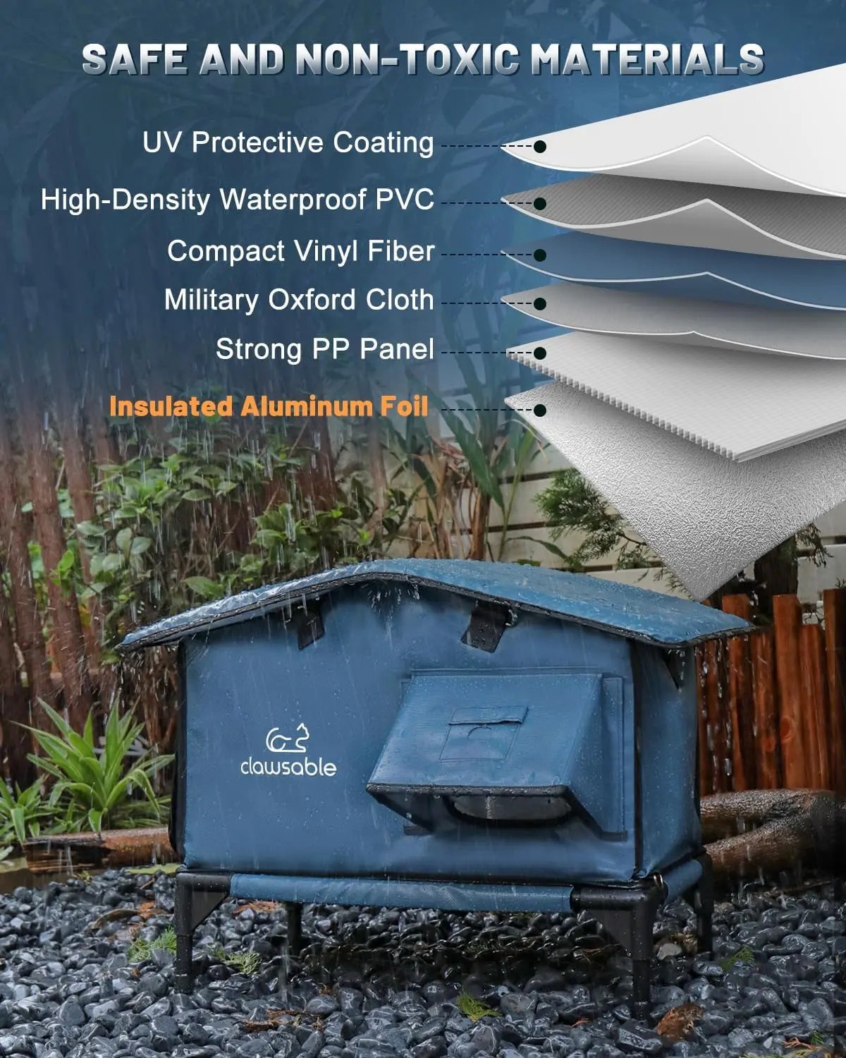 Outdoor Heated Cat House – Insulated Shelter w/ Escape Door & Waterproof Awning