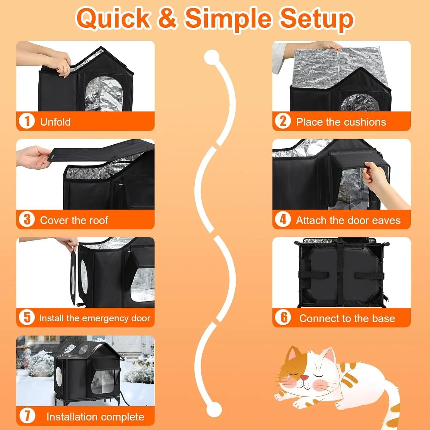 Heated Outdoor Cat House – Weatherproof Insulated Shelter w/ Pad & Escape Door